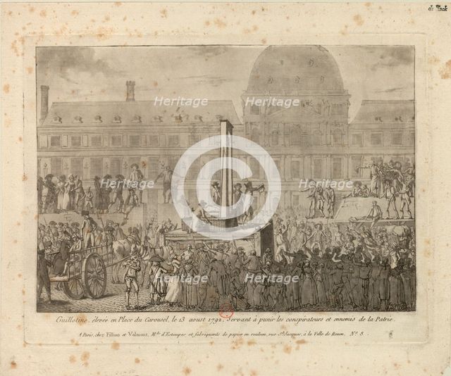 Guillotine élevée en place du Carrousel, le 13 août 1792 … Creator: Anonymous.
