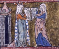 Guinevere with the cleft shield, c1316. Creator: Unknown