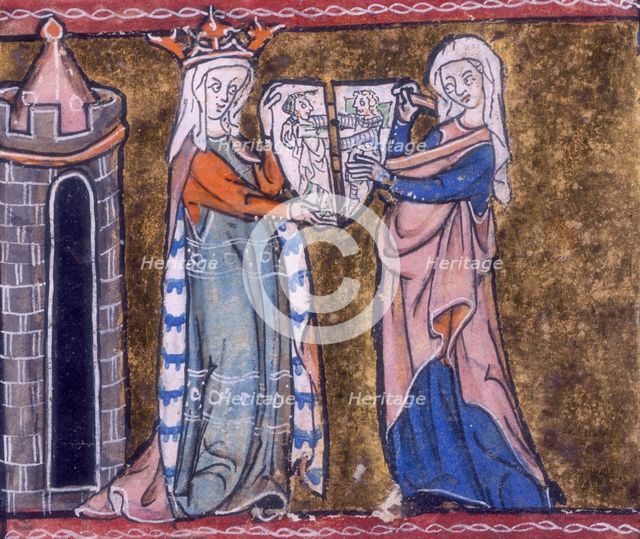 Guinevere with the cleft shield, c1316.  Creator: Unknown.