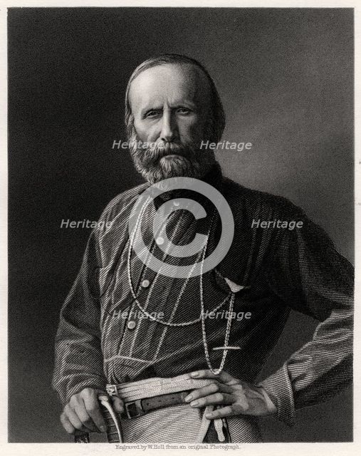 Guiseppe Garibaldi, Italian patriot, 19th century. Artist: W Holl
