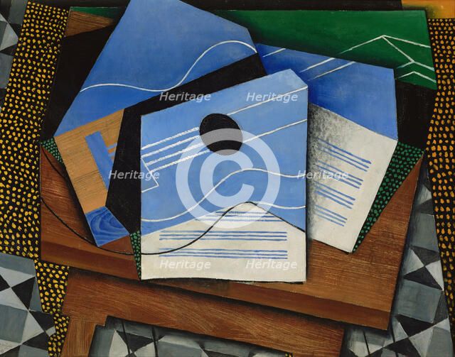 Guitar on a table. Artist: Gris, Juan (1887-1927)
