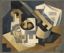 Guitar and Fruit Bowl on a Table, 1918. Creator: Juan Gris