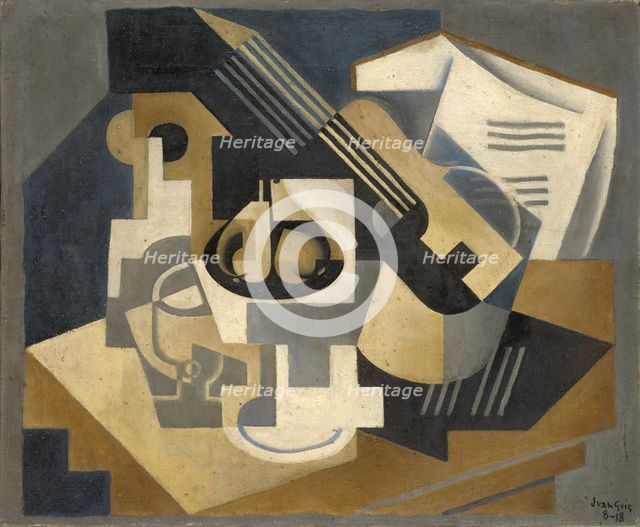 Guitar and Fruit Bowl on a Table, 1918. Creator: Juan Gris.