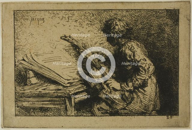 Guitar Player, 1845. Creator: Charles Emile Jacque.