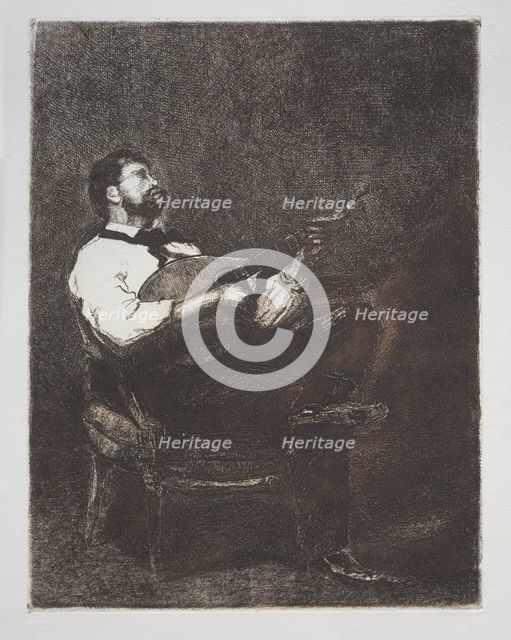 Guitar Player, 1861. Creator: François Bonvin (French, 1817-1887).