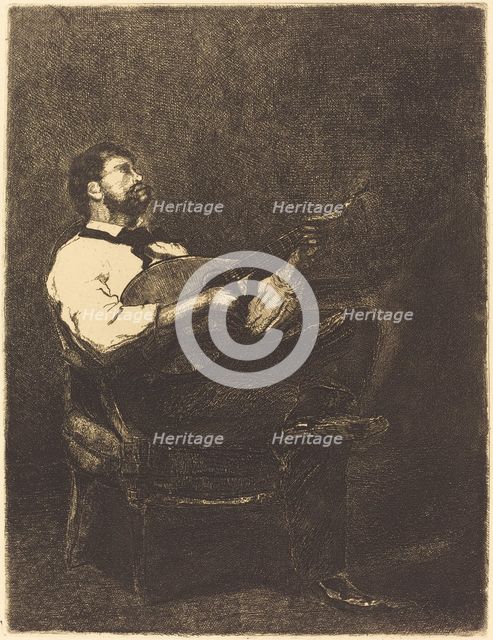 Guitar Player (Joueur de Guitare), 1861. Creator: Francois Bonvin.