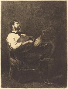 Guitar Player (Joueur de Guitare), 1861. Creator: Francois Bonvin