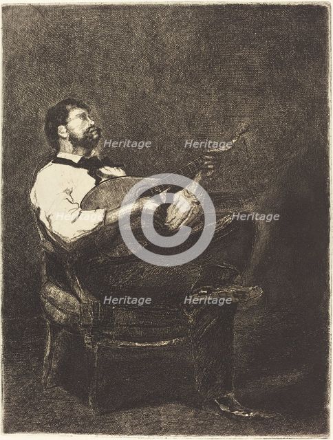 Guitar Player (Joueur de Guitare), 1861. Creator: Francois Bonvin.