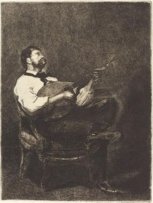 Guitar Player (Joueur de Guitare), 1861. Creator: Francois Bonvin