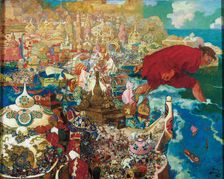 Gulliver stealing the fleet, 1909. Creator: Devambez, André Victor Édouard (1867-1943)