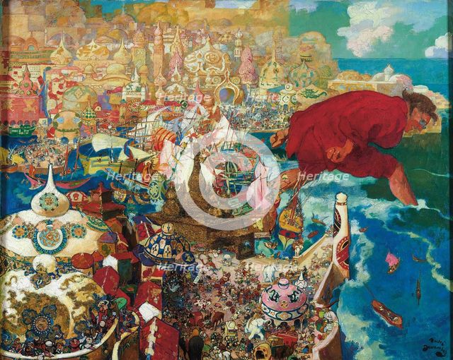 Gulliver stealing the fleet, 1909. Creator: Devambez, André Victor Édouard (1867-1943).