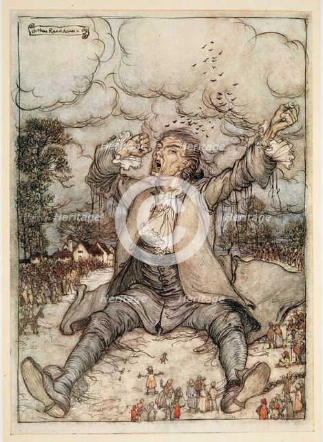 Gulliver Released from The Strings, Raises and Stretches Himself, 1909.