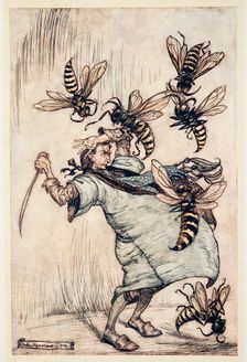 Gulliver's Combat with The Wasps, from Gulliver's Travels by Jonathon Swift (1667 - 1745), 1909