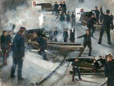 Gun crew, Dartmouth Point Battery casemates, Dartmouth Castle, late 19th century, (1990s). Artist: Ivan Lapper