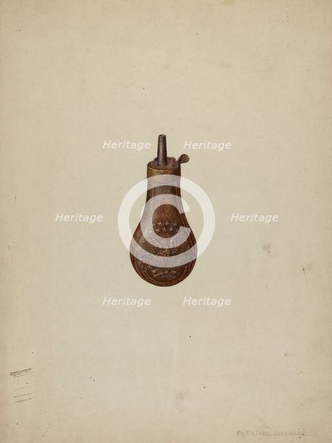 Gun Powder Flask, c. 1938. Creator: Christabel Scrymser.