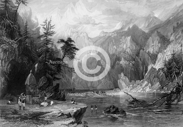 'Gungootree,the Sacred Source of the Ganges', 1838. Creator: George Francis White.