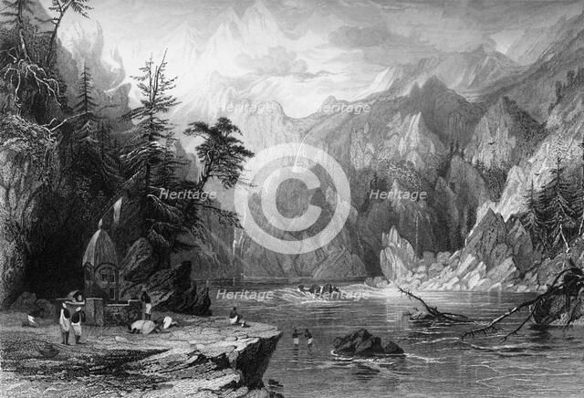 'Gungootree, the Sacred Source of the Ganges', 1845. Creator: Unknown.