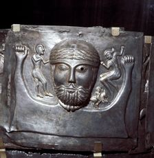 Gundestrup Cauldron, Celtic God holding two men, Danish, c100 BC