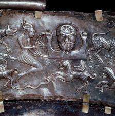 Gundestrup Cauldron, showing Celtic God Taranis with Wheel, Danish, c100 BC