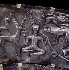 Gundestrup Cauldron, showing Celtic horned god Cernunnos with torc, Denmark, c100 BC