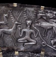 Gundestrup Cauldron, showing Celtic horned god Cernunnos with torc, Denmark, c100 BC