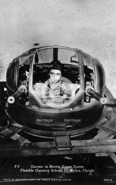 Gunner in a Martin upper turret, Flexible Gunnery School, Fort Myers, Florida, USA, 1943. Artist: Southeast Army Air Forces Training Center
