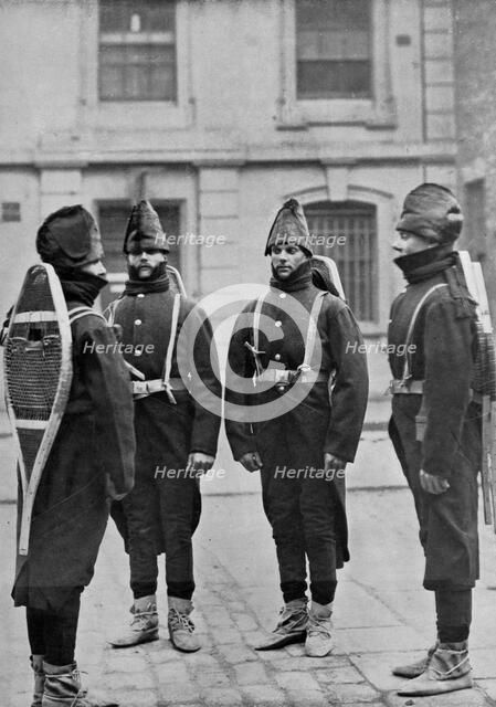 Gunners of A battery of the Royal Canadian Artillery equipped for winter service, 1896.Artist: Gregory & Co