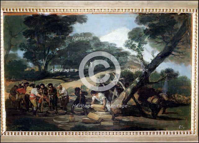 Gunpowder factory', oil on table.