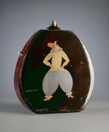 Gunpowder flask with figures in Portuguese dress, late 17th-early 18th century