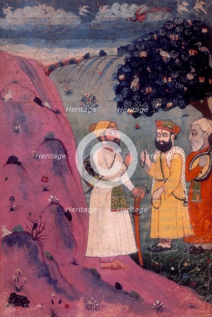 Guru Nanak, manuscript painting, early 18th century.  Creator: Unknown.