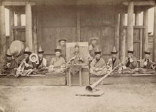 Gusinoozersk Datsan Khamba Lama (abbot (1)), lamas and lama musicians..., 1880-1889. Creator: Peter Adamovich Milevskiy
