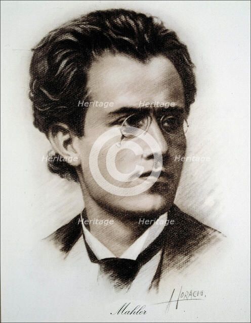 Gustav Mahler (1860-1911), Austrian composer and musician, drawing by Horacio.