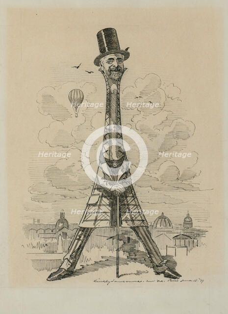 Gustav Eiffel in the form of the Eiffel Tower,  Exposition universelle, 1889, 1889. Creator: Sambourne, Edward Linley (1844-1910).