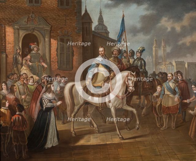 Gustav II Adolf of Sweden Bids Farewell to his Consort, Maria Eleonora i Erfurt.1838. Creator: Peter Lindhberg.