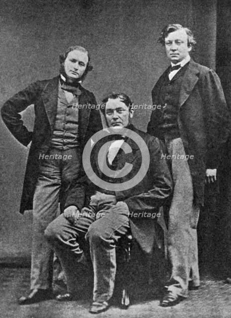 Gustav Kirchhoff, Robert Bunsen and Henry Roscoe, scientists, c1860. Artist: Unknown