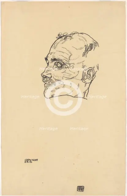 Gustav Klimt on his deathbed, 1918. Creator: Schiele, Egon (1890-1918).