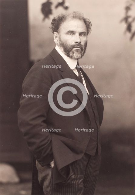 Gustav Klimt in his studio on the Feldmühlgasse, 1917. Creator: Nähr, Moritz (1859-1945).