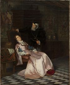 Gustav Vasa finds his wife Katarina Stenbock asleep and hears her say: "I love King..., 1868. Creator: Hugo Salmson