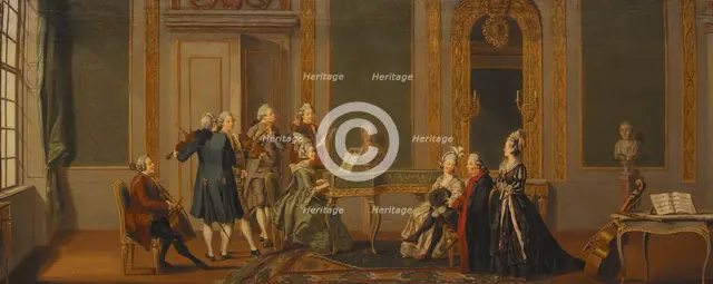 Gustavian Style Interior with a Musical Party, 1779. Creator: Per Hillestrom.