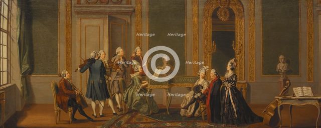 Gustavian Style Interior with a Musical Party, 1779. Creator: Per Hillestrom.