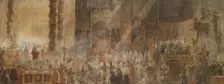 Gustavus III Attending Christmas Mass in 1783, in St Peter's, Rome. Creator: Louis Jean Desprez