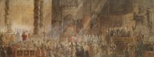 Gustavus III Attending Christmas Mass in 1783, in St Peter's, Rome. Creator: Louis Jean Desprez