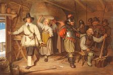 Gustaf Wasa in Sven Elfsson’s home in Isala 1520, 1831. Creator: Johan Gustaf Sandberg