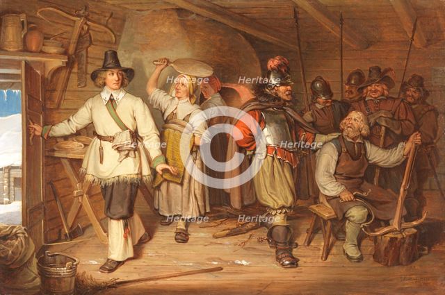Gustaf Wasa in Sven Elfsson’s home in Isala 1520, 1831. Creator: Johan Gustaf Sandberg.