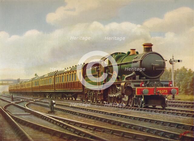 'G.W.R. Cornish Riviera Limited Express at Full Speed,- Engine Pendennis Castle., 1926. Artist: Unknown.