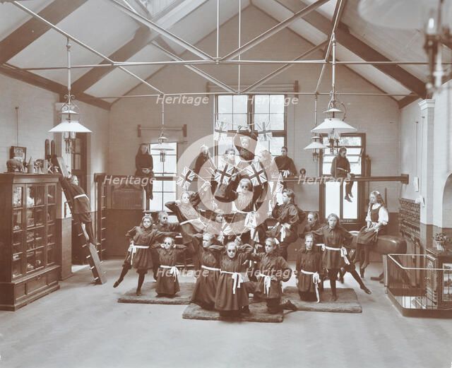 Gymnastic display at Elm Lodge Residential School for Elder Blind Girls, London, 1908. Artist: Unknown.