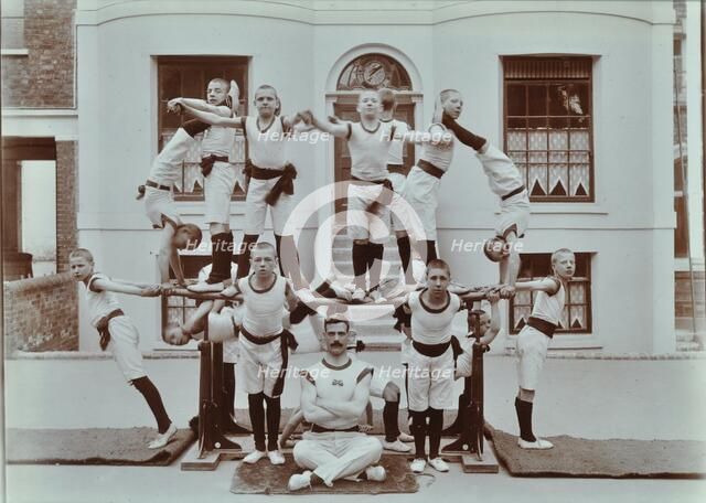 Gymnastics display at the Boys Home Industrial School, London, 1900. Artist: Unknown.