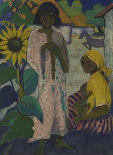 Gypsies with Sunflowers, 1927. Creator: Mueller, Otto (1874-1930)
