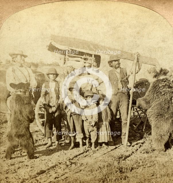 Gypsies and dancing bears on the road.Artist: Underwood & Underwood