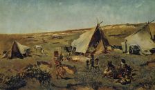 Gypsy camp in the Puszta, c1875/1880. Creator: Anton Romako